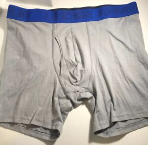 Under Armour Fitted Lg Underwear Boxerjocks Grey with/Blue Band