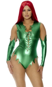 Forplay Metallic Green Pretty Badd For You Poison Ivy Bodysuit Costume 555247 - Picture 1 of 4