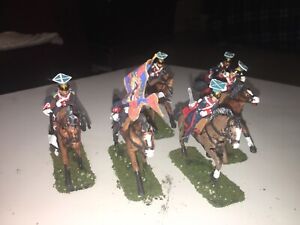 6 - 1/32 Painted 54mm Napoleonic Prussian Pomeranian Lancer Cavalry w Standard !