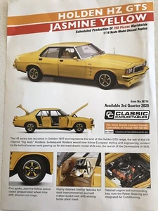 FREE POST CLASSIC CARLECTABLES 1:18 BROCHURE HOLDEN HZ GTS JASMINE YELLOW NICE * - Picture 1 of 2