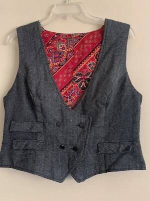 Sexy Retro Chaleco Vintage Tweed Para Mujer L/XL Forrado Bandana Estilo Paisley Foto 1 de 4