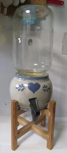 Beverage Dispenser Blue Heart Water Crock Home & Garden Party Drink Pottery - Picture 1 of 7
