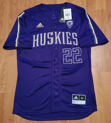 $80 Adidas PAC 12 Washington Huskies #22 Baseball Jersey Men's Sz XS H66990 NWT Cover