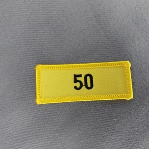 '50' Fifty Spell Out Yellow Black Rectangle Sew On 1" x 2.5" Patch - Picture 1 of 2
