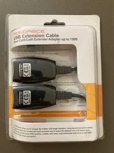MONOPRICE USB EXTENSION CABLE OVER CAT5/CAT6 EXTENDER ADAPTER UP TO 150FT - Picture 1 of 3