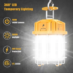 Linkable 100W LED Temporary Work Light Construction Jobsite Light 5000K Daylight - Picture 1 of 9