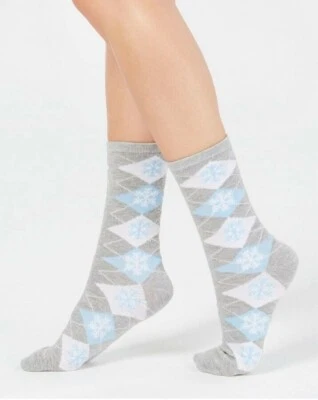 Charter Club 158032 Mujer Gris Copo de Nieve Argyle Crew Calcetines Zapato Talla 4-10.5 Foto 1 de 3