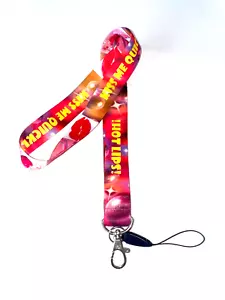 "HOT LIPS "Lanyard 25mm  for Document ID Badge Holder + Free Phone Clip - Picture 1 of 3