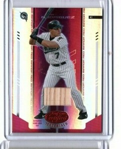 2004 Leaf Certified Materials 130/150 Ivan Rodriguez #210 HOF Game Used Bat Reli