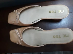 Me Too Beige Air low kitten heel square toe slide 8.5 medium - Picture 1 of 8