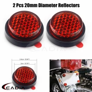 Round License Plate Reflectors Self Adhesive Motorcycle Off Road Reflectors Red  - Picture 1 of 10
