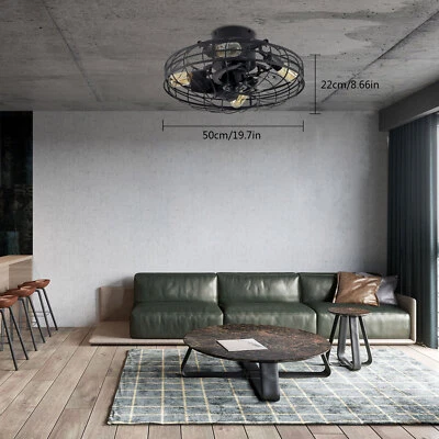 20" Rustic Caged Ceiling Fan Light with Remote Control for Home Decor - Image 1 of 4