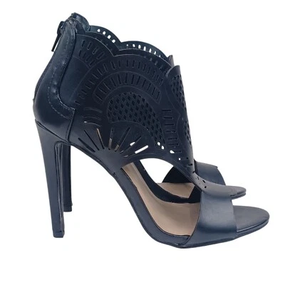 Botines JustFab para mujer recortados negros punta abierta tacón alto talla 8 Foto 1 de 4