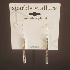 Pendientes de cristal chapado en plata Sparkle Allure nuevos con etiquetas - Imagen 1 de 5
