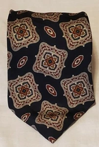 Stafford Men's 100% Silk Necktie, Navy/Ivory made in Italy Pre-owned  L 59" W 4" - Picture 1 of 4