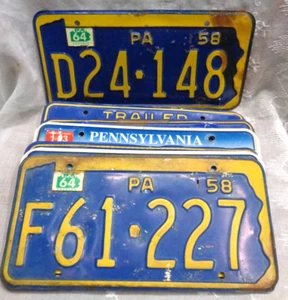 Vtg Lot/10 PENNSYLVANIA Metal License Plates Expired 1958 - 2005 TRUCK TRAILER - Picture 1 of 11