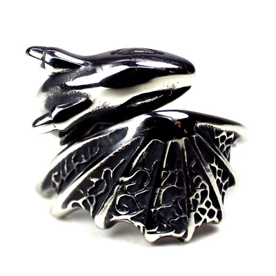 Baby Dragon Ring Silver Stainless Steel Unisex Draco Fantasy Band Cosplay LARP - Image 1 of 4