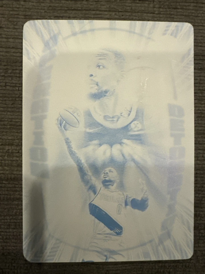 2021-22  Illusions Operation Detonation Damian Lillard Cyan  PRINTING PLATE 1/1 - Image 1 of 2