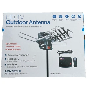 Outdoor TV Antenna Digital Amplified HDTV Antenna & 60 ft 150 Mile 4k 1080 2 TV - Picture 1 of 4