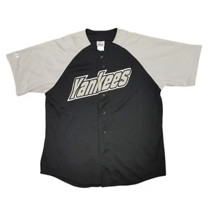 Vintage Majestic New York Yankees Herren XL schwarz grau Knopfleiste Trikot Shirt MLB - Bild 1 von 9