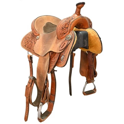 Used 14" Stoney Saddlery Barrel Saddle Code: C14STONEYBR12FL - Image 1 of 4