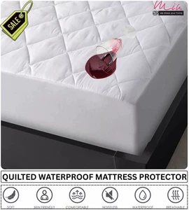 WATERPROOF QUILTED MATTRESS PROTECTOR EXTRA DEEP FITTED SHEET BED TOPER COVER UK - Picture 1 of 24