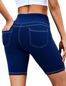 5"/8" High Waisted Yoga Biker Shorts with Pockets for Women - Butt Lifting Wo... - Picture 1 of 5