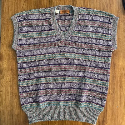 Chaleco Suéter Tejido MISSONI De Colección Mezcla de Lana Multicolor Raro Cuello en V Foto 1 de 4