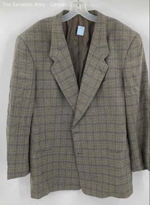 Blazer Giorgio Armani Para Hombres Marrón A Cuadros Manga Larga Un Pecho Talla 46L Foto 1 de 4