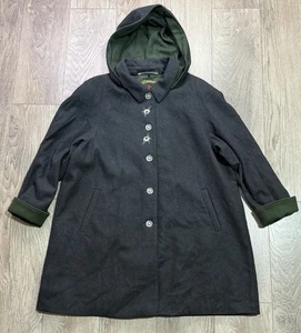 Wolfstaedter Loden Dark Gray/Green Coat Embroidery Detachable Hood Size 50 - Picture 1 of 9