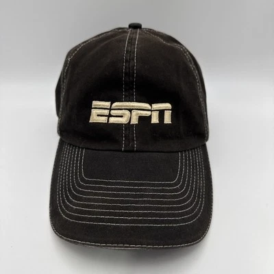 ESPN Black Dad Hat White Logo Stitching Adjustable Cap Cotton Canvas Vtg - Image 1 of 4