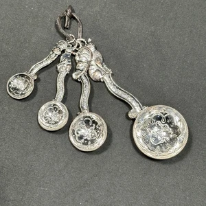 Ganz Gatti e Pesci Tono Argento Set 4 Pezzi Cucchiai Misuratori Stampe Zampe - Foto 1 di 9