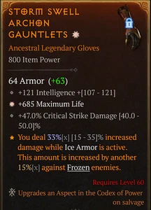 💥DIABLO 4💥SEASON 10💥Aspect💥Storm Swell 33% Near Perfect Aspect - Picture 1 of 1