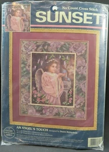SIN CONTAR Kit de Punto de Cruz Un Ángel's Touch Puesta de Sol Diseño Impreso Abierto sin Usar - Imagen 1 de 6