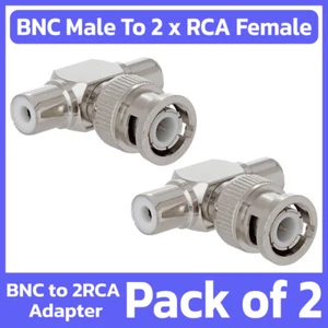 2-pak BNC wtyczka na 2x gniazdo RCA adapter koncentryczne złącze koncentryczne konwerter cctv - Zdjęcie 1 z 3