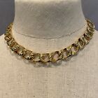 Goldtone Curb Link Chain Choker Necklace 18” Lightweight