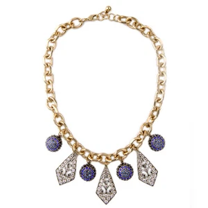 Modern Anthropologe Asteroid Purple Bead Medieval Rhinestone Gold Chain Necklace - Picture 1 of 1