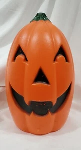 Halloween JACK-O-LANTERN BLOW MOLD 9"h w/ light cord orange plastic pumpkin head - Picture 1 of 11