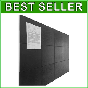 Eco-Friendly Black Cork Board Set – 12 Premium Felt Wall Panels with Adhesive - Picture 1 of 8