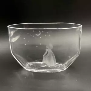 Vaso cristallo inciso 1967 firmato Orrefors auguri di luna Edvin Ohrstrom 2769 - Foto 1 di 11