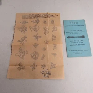 Vintage J.P.Coats Caliente Hierro Transferencia Patrones Bordados - Imagen 1 de 4