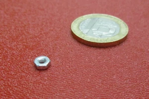 Metric Class 4 Zinc Steel Hex Nut, RH  M2.5 x 0.45 mm  x 1.6 mm Height - 200 Pcs - Picture 1 of 11