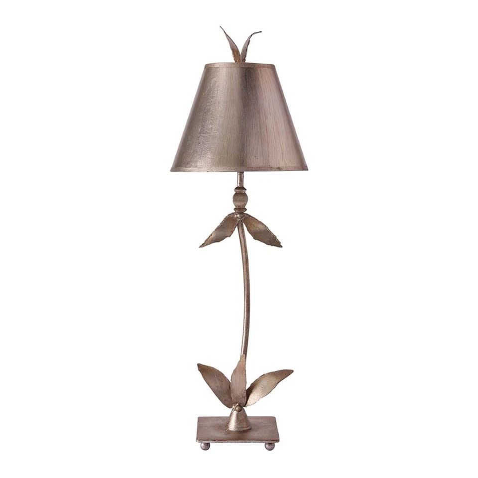 Luce da Tavolo Lampada Lato Lampada da Comodino Acciaio Argento H 76 CM 1 Fiamma - Immagine 1 di 1