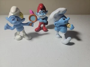 Lot of 3 Smurfs 3" Action Figures 2013 Papa Vanity Baker McDonald's - Picture 1 of 7