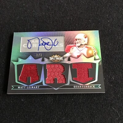 Matt Leinart 2007 Topps Triple Threads Platinum Game Used Jersey Auto #1/1 - Image 1 of 2