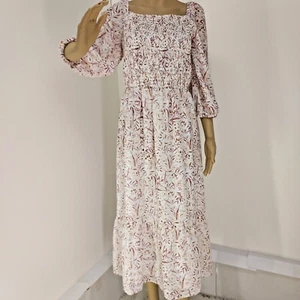 LOFT MULTICOLOR FLORAL TIERED MIDI PEASANT STYLE CASUAL DRESS SIZE: L NWT - Picture 1 of 7