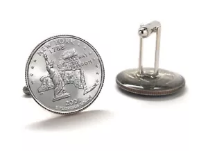 Eslabones de puño para hombre cuarto de moneda del estado de Nueva York gemelos cuartos sin circular 2001 - Imagen 1 de 6