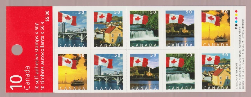 2004 Canada Uni.# BK302Aa booklet - 50¢ Flag, CBN Fasson paper. MNH Cv$12 - Image 1 of 1