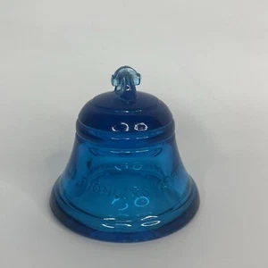 Vintage Pioneers of Telephone Peacock Blue Glass Bell Figurine Paperweight - Picture 1 of 6