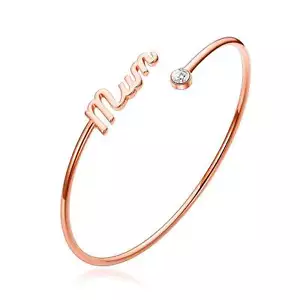 Rose Gold Plated Mum Cuff Bangle Created with Zircondia® Crystals - Picture 1 of 6
